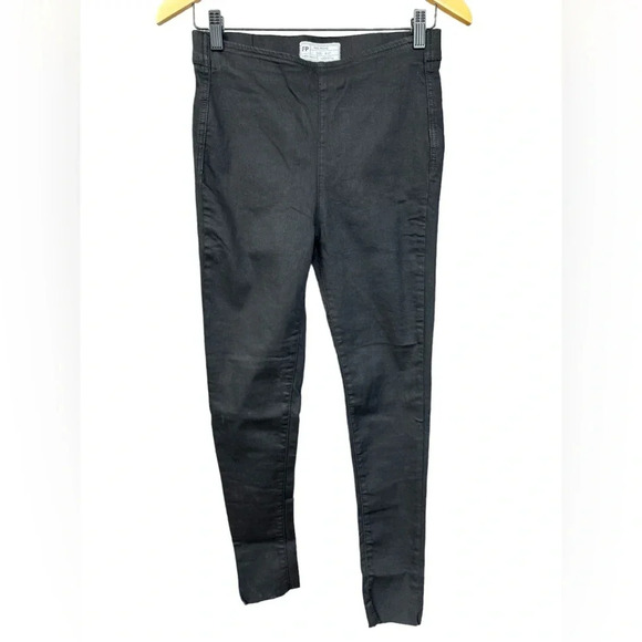 Free People Denim - Free People Black High Rise Straight Raw Hem Stretchy Skinny Jeans Size 27